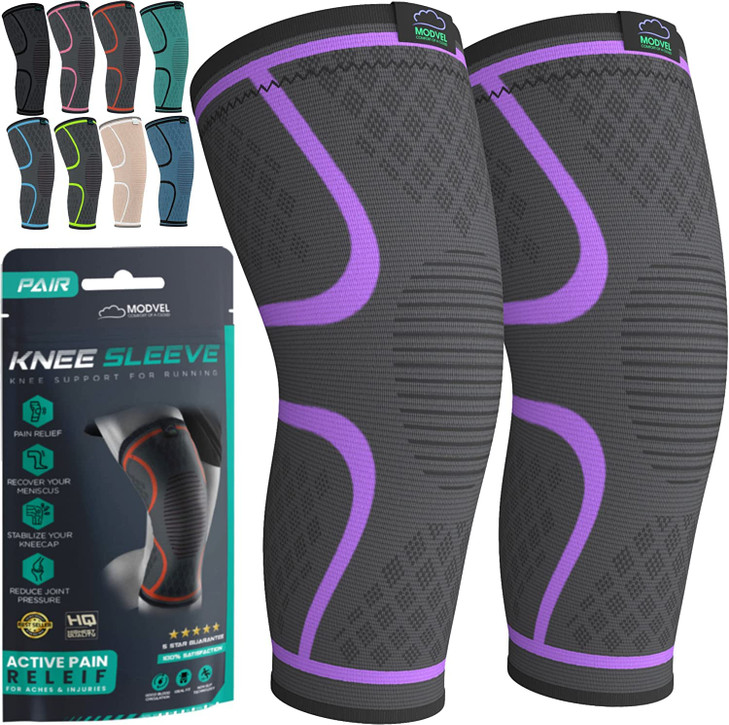 Modvel Compression Knee Brace for Women & Men, 2-Pack Knee Brace for Running
