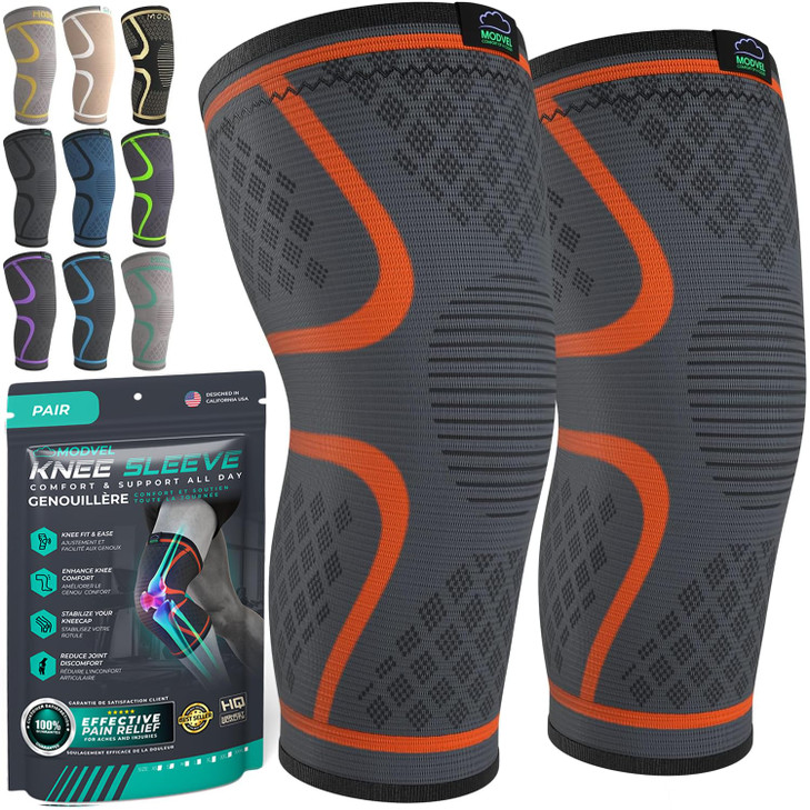 Modvel Compression Knee Brace for Women & Men, 2-Pack Knee Brace for Running