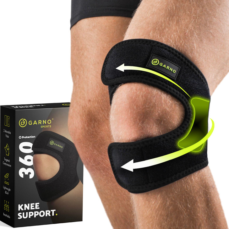 GARNO Knee Brace Plus Size, Dual Patella Tendon Support Strap, Adjustable