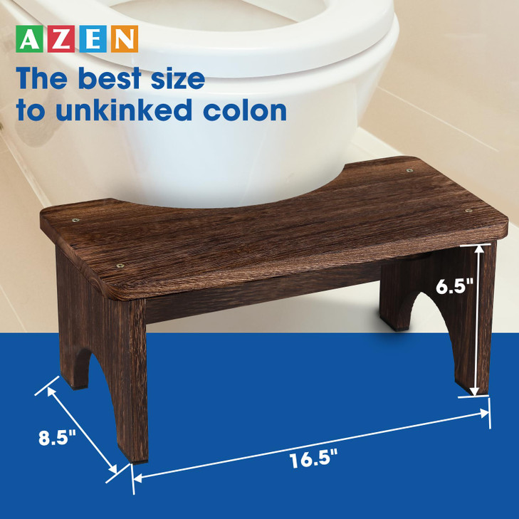 AZEN Wood Toilet Stool Squat Adult, Poop Stool for Bathroom Adults, Portable