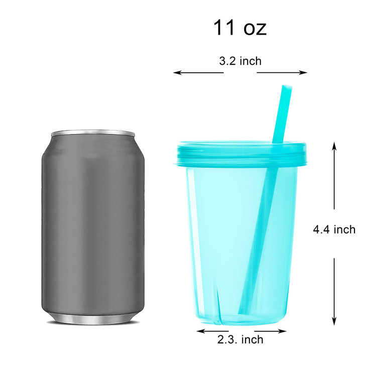 Youngever 7 Sets Plastic Kids Cups with Lids and Straws, 7 Reusable Toddler Cups