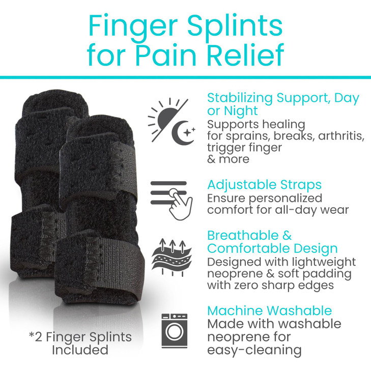 Vive Finger Splint (2 Pack) - Universal Finger Straightener