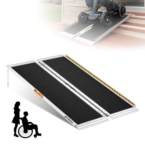 Wheelchair Ramp 4FT, gardhom 800 Lbs Aluminum Portable Folding Handicap Ramp