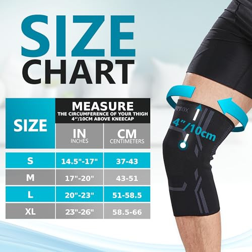 Bodyprox Knee Compression Sleeve for Men and Women (2 Pack), Knee Support Brace