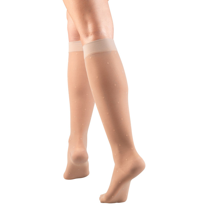 Truform Sheer Compression Stockings, 15-20 mmHg, Women's Knee High Length, Dot