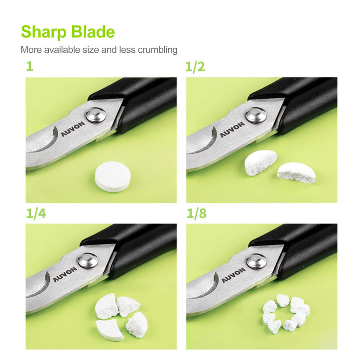 AUVON Scissors-Shaped Pill Cutter, Sharp Blade Pill Splitter for Easily Dividing