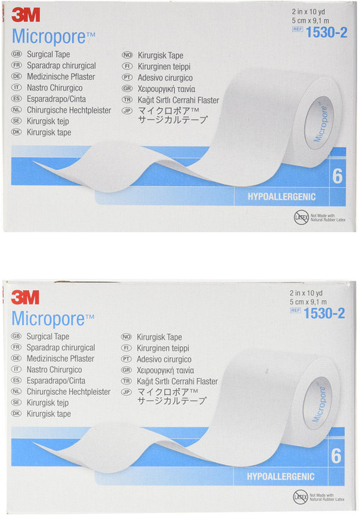 2 X Medical Tape MicroporeTM Paper 2 Inch X 10 Yards, 6 Per Box