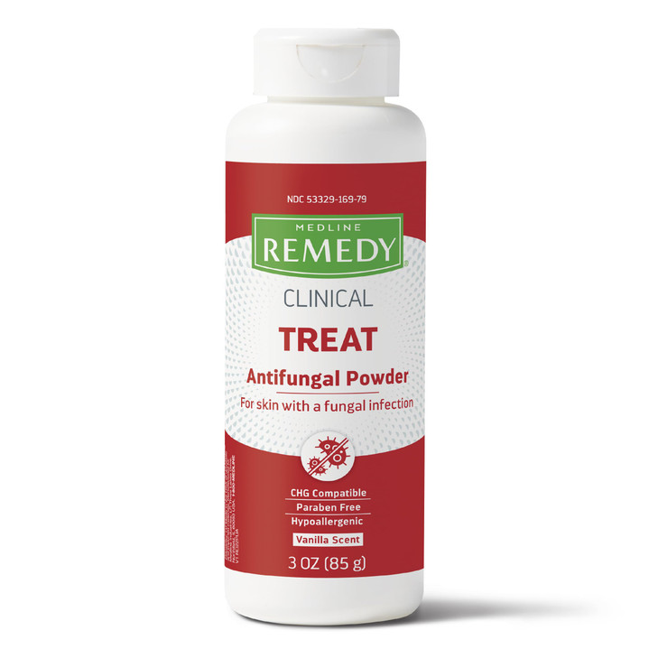 Medline Remedy Clinical Antifungal Powder (3 oz Bottle), Vanilla Scent, 2%