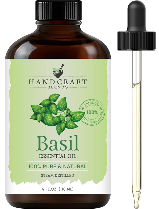 Handcraft Blends Basil Essential Oil - Huge 4 Fl Oz