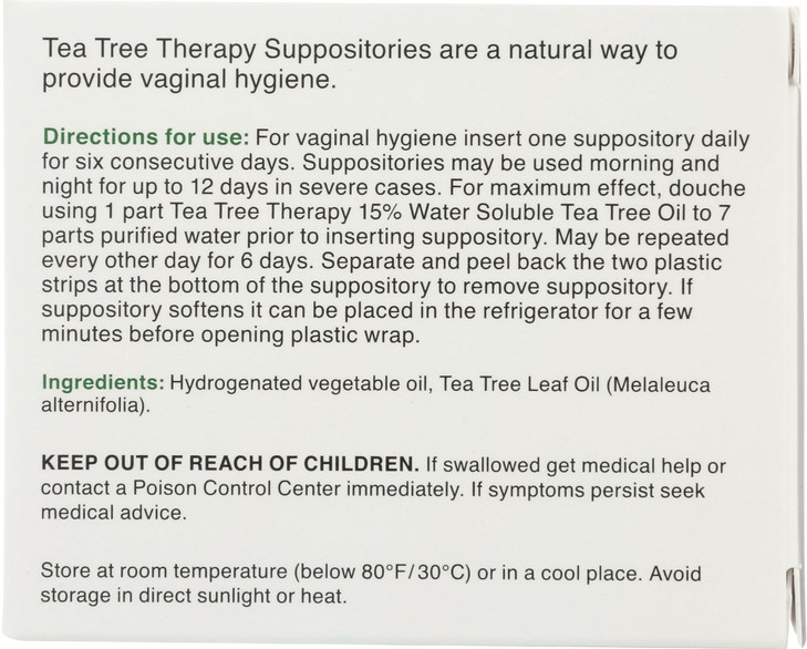 Tea Tree Therapy Vaginal Suppositories with Oil, 6 Count, White