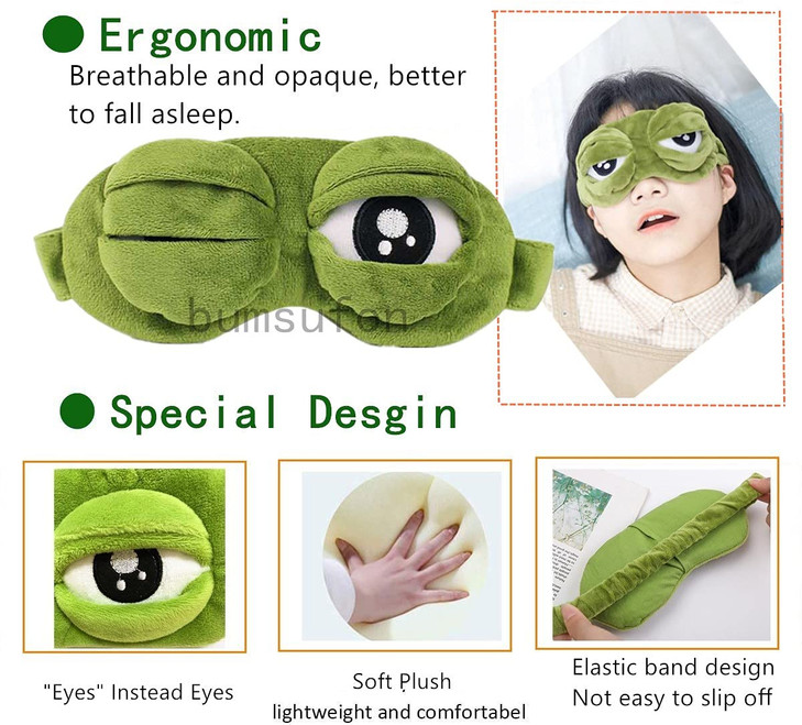 bumsufon Sleep Masks for Women,Eye Mask for Sleeping, Night Mask Sad Frog Cute