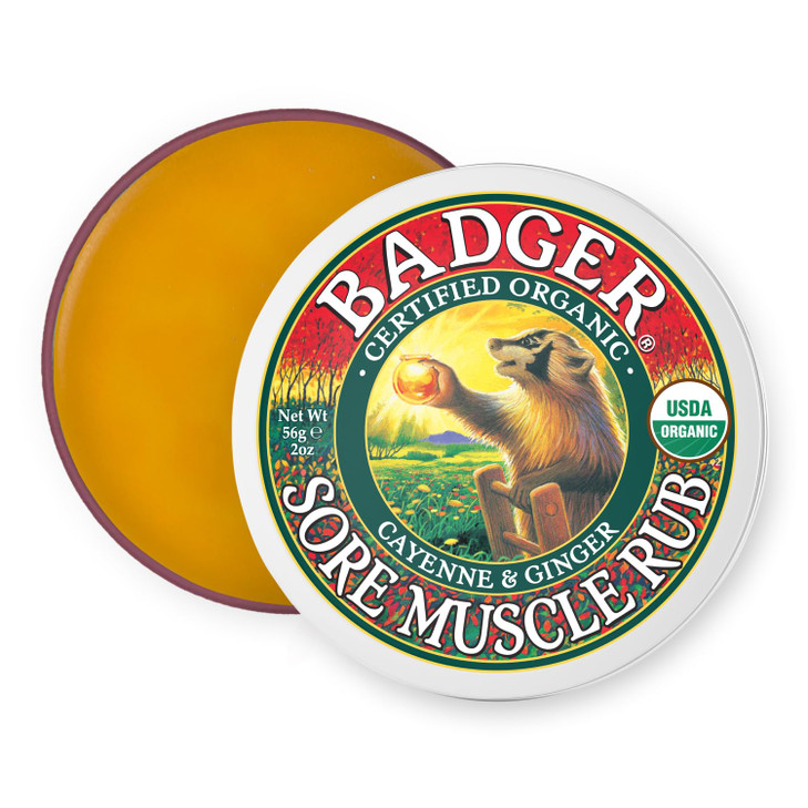BADGER Organic Sore Muscle Rub Tin, 2 OZ