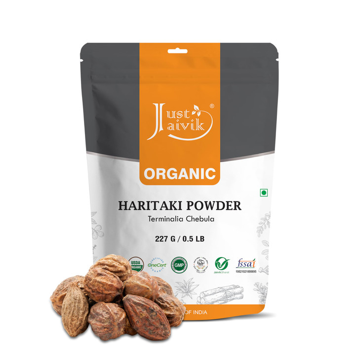 Just Jaivik 100% Organic Haritaki Powder - Terminalia Chebula -227g / 0.5 LB