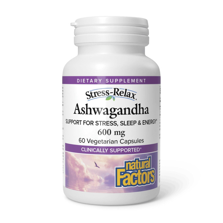 Stress-Relax KSM-66 Ashwagandha 600 mg by Natural Factors, 30 vegetarian