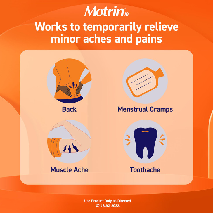 Motrin IB, Ibuprofen 200mg Tablets, NSAID Pain & Fever Reliever for Headache