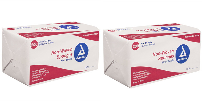 Dynarex Non-Woven Sponges, Non-Sterile, Gauze, for Cleansing, Prepping