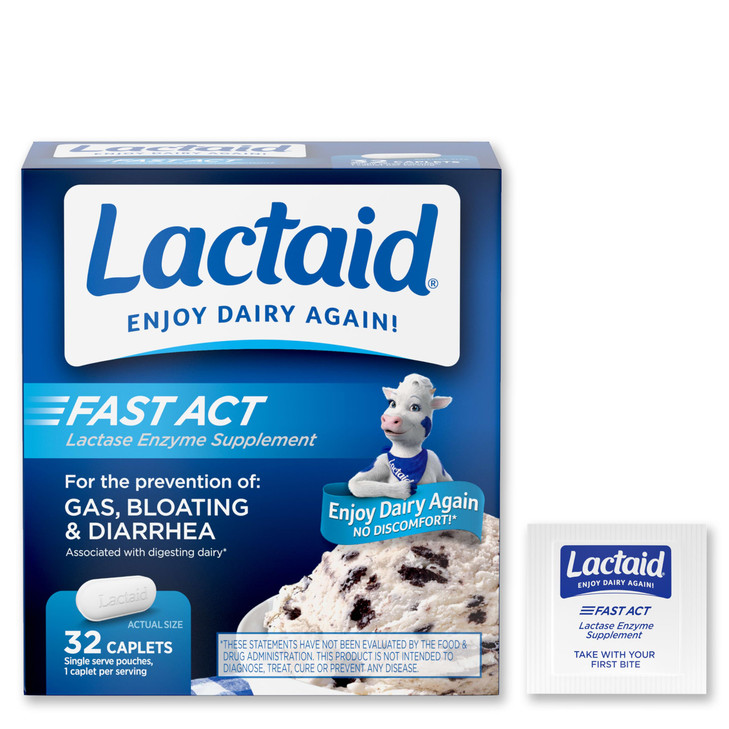 Lactaid Fast Act Lactose Intolerance Relief Caplets with Lactase Enzyme