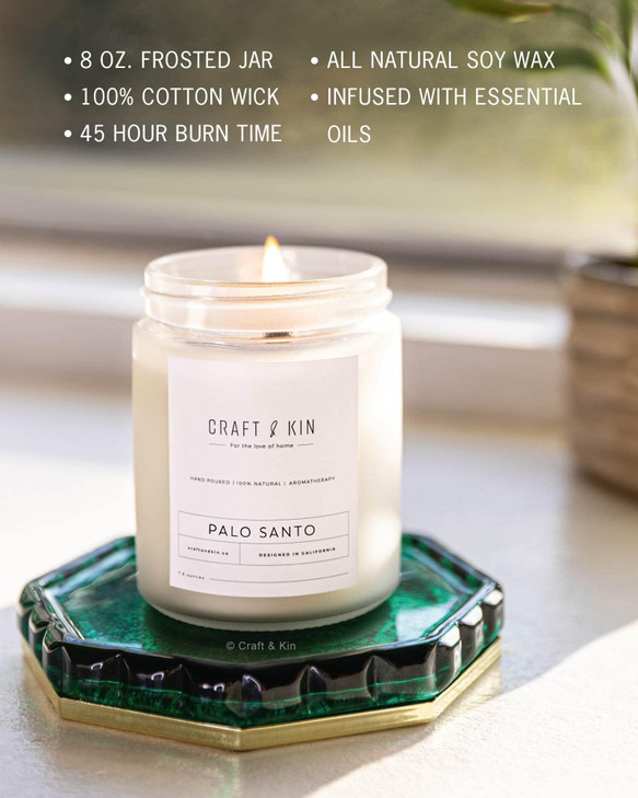 Craft & Kin Palo Santo Scented Candle - 8 Oz 45 Hour
