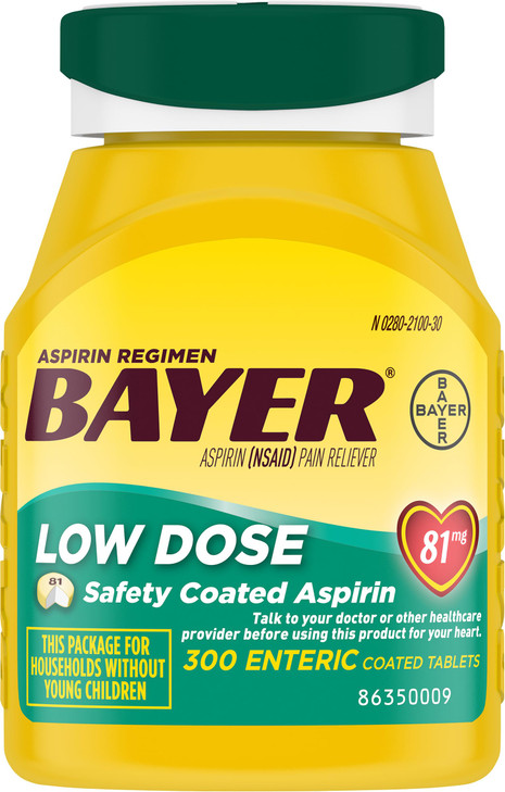 Bayer Aspirin Low Dose 81 mg, Enteric Coated Tablets, Doctor Recommended