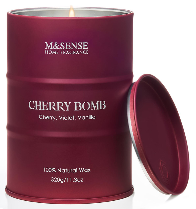M&SENSE Cherry Bomb Scented Candles, Sweet Candle for Home Scented, Natural Soy