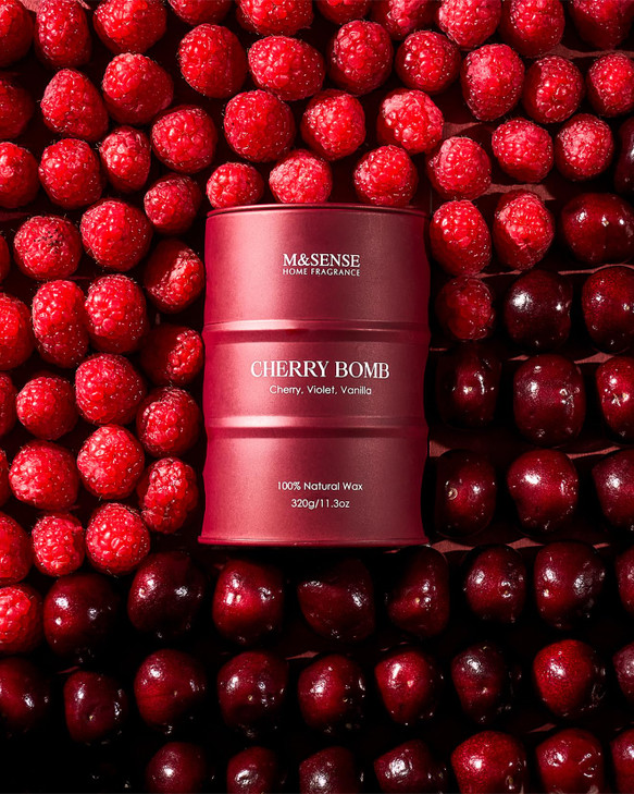 M&SENSE Cherry Bomb Scented Candles, Sweet Candle for Home Scented, Natural Soy