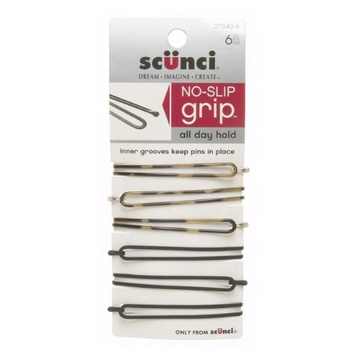 Scunci 6 Piece 3704003a048 No-Slip Grip Oval Bobby Pins Assorted Colors, 0.8 Ounce