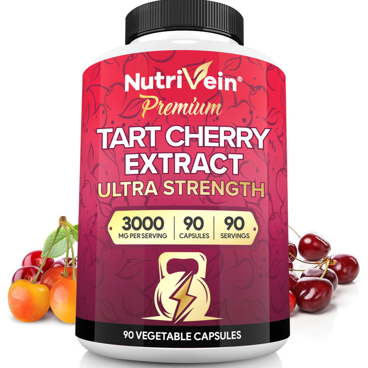 Nutrivein Premium Tart Cherry Capsules 3000mg: Ultra Strength Tart Cherry