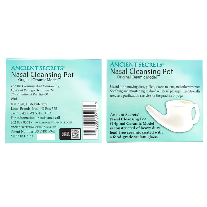 ANCIENT SECRETS Neti Pot Sinus Rinse + Pre-Measured Cleansing Salt Pack