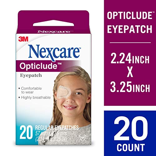 Nexcare Opticlude Eyepatch, Regular Size, Contoured for Fit, Brown, 20 Count