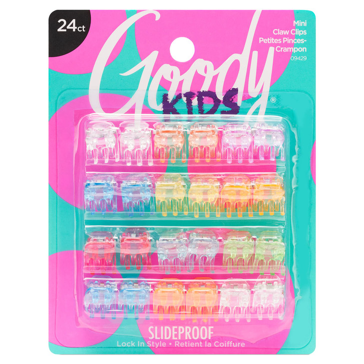 Goody Classics Mini Claw Clips - 2 Count (Pack of 1), Assorted Colors - Great for Easily Pulling Up Your Hair - Pain-Free Hair Accessories for Women,