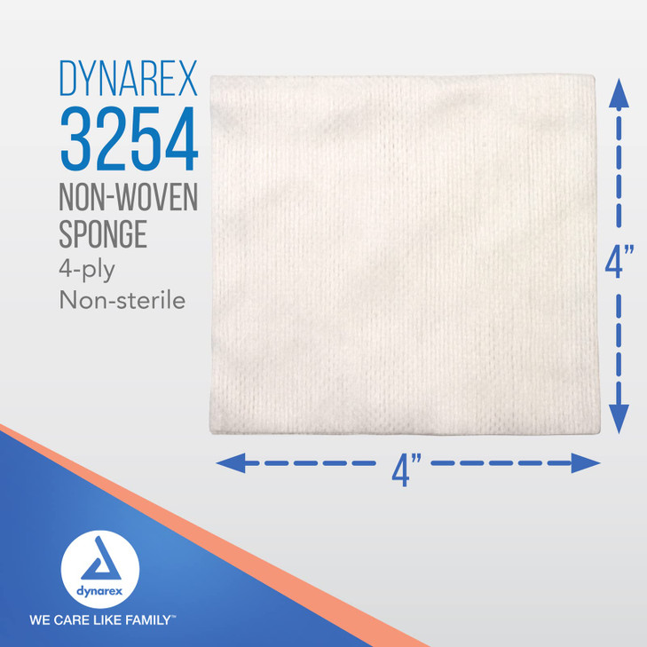 Dynarex Non-Woven Sponges, Non-Sterile, Gauze Sponges, Highly-Absorbent and