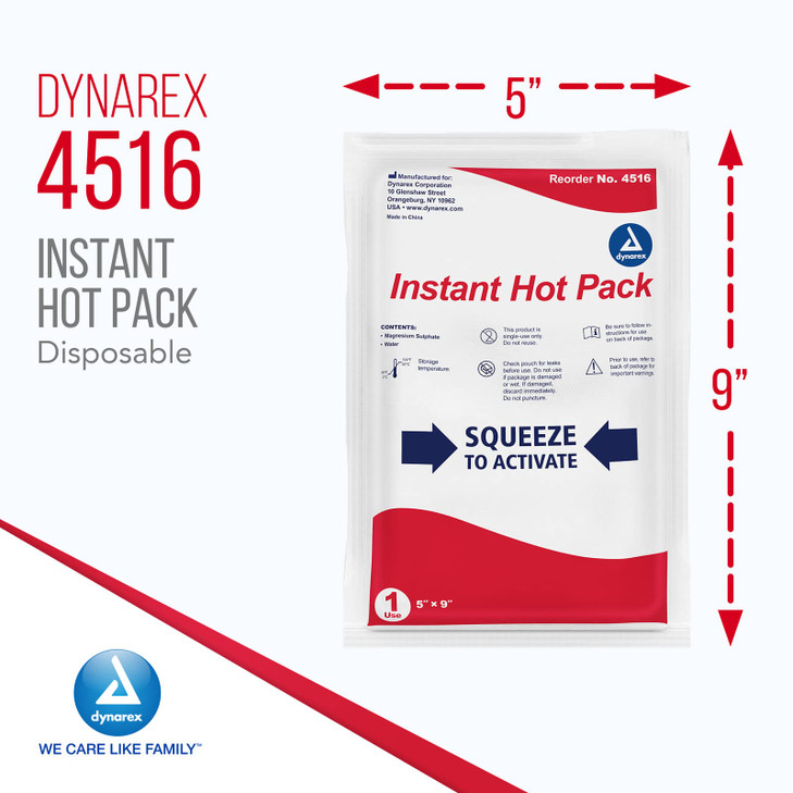 Dynarex Instant Hot Packs, Single-Use Heat Packs for Immediate Relief, Easy