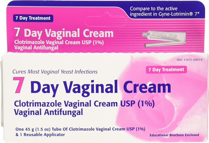 Clotrimazole USP 1% 7-Day Vaginal Cream 1.5 Oz (45g) Yeast Infection Treatment