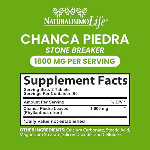 NaturalisimoLife Chanca Piedra 1600 mg per Serving