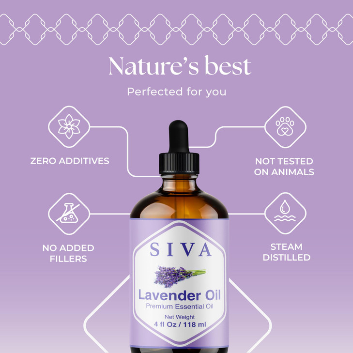 Siva Lavender Essential Oil - 4 Fl Oz - 100% Natural Lavender Oil