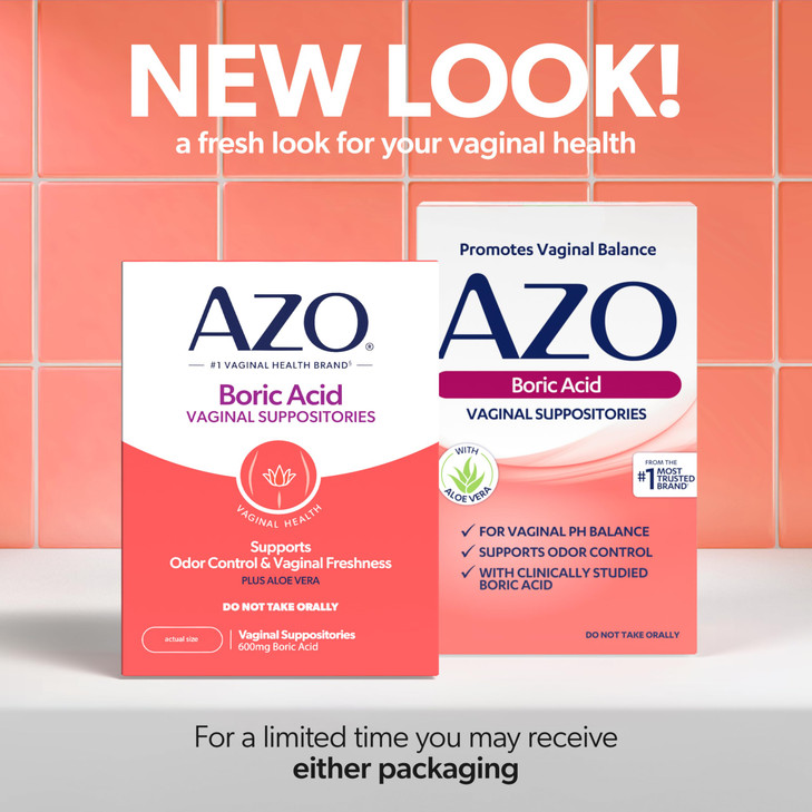 AZO Boric Acid Vaginal Suppositories for Women, Helps Support Odor Control