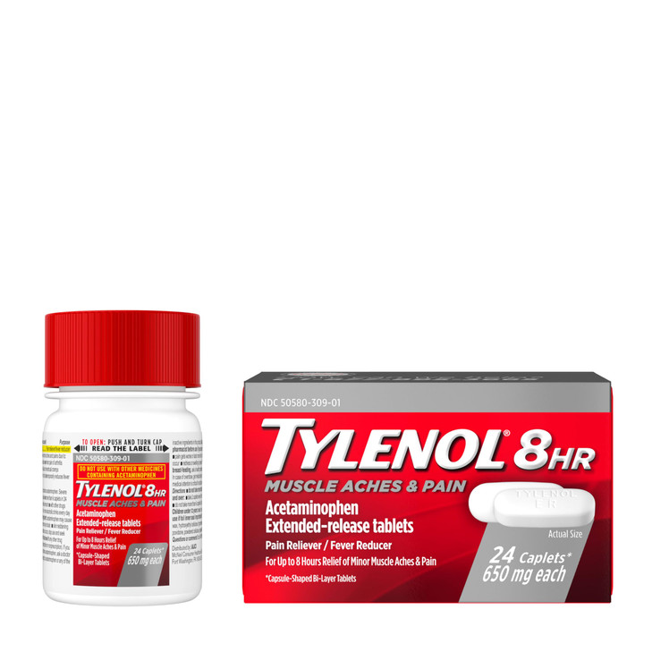 Tylenol 8 Hour Muscle Aches & Pain Relief Extended-Release Tablets with 650 mg