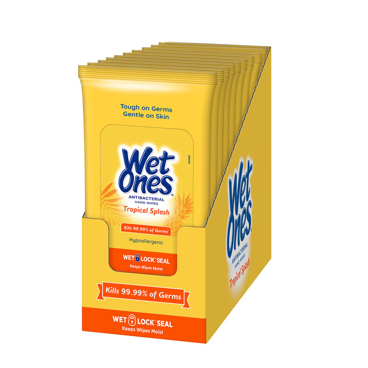 Wet Ones Antibacterial Hand Wipe, Travel Packs- Tropical Splash Scent, 20 Count