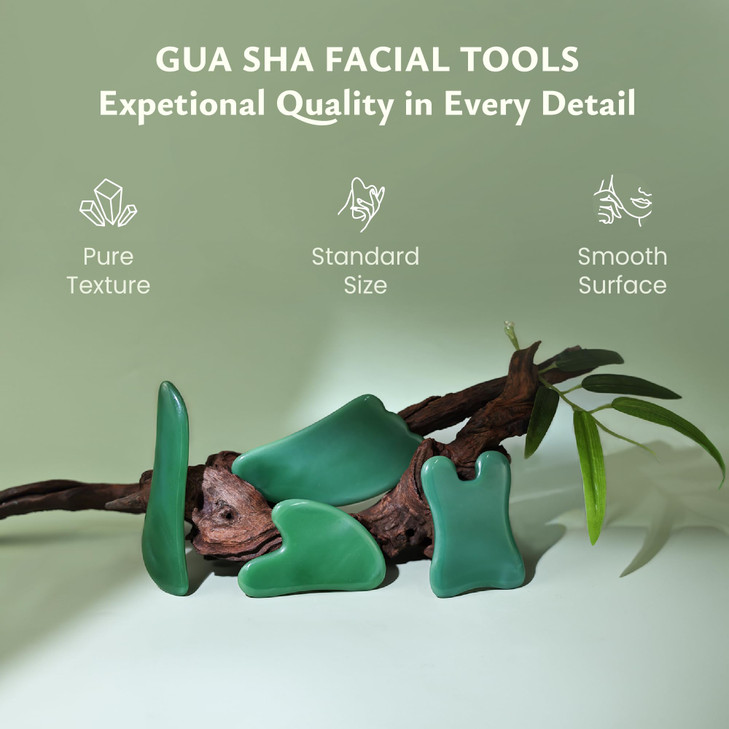 Rena Chris Guasha Massage Tool, 4 Pcs Gua Sha Facial Tool, Guasha Board for SPA