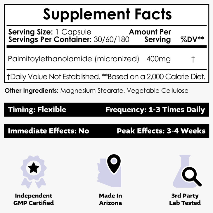 Nootropics Depot Palmitoylethanolamide Capsules - 180 Count