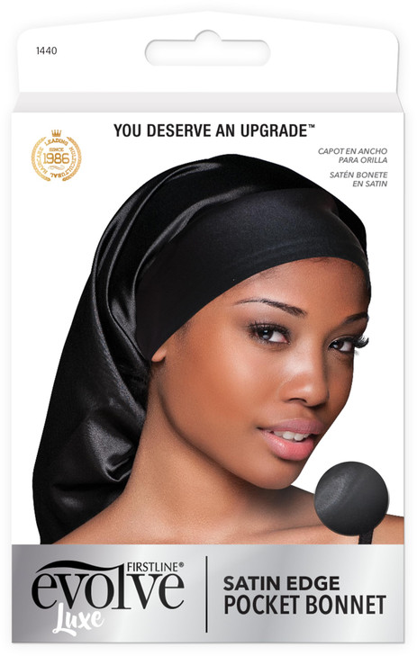 Evolve Satin Edge Pocket Bonnet , Black , One Size