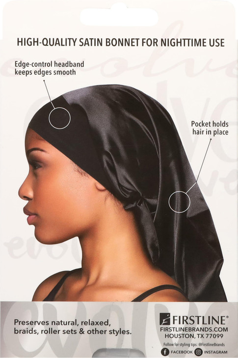 Evolve Satin Edge Pocket Bonnet , Black , One Size