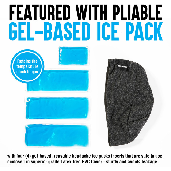 BODYPROX Migraine Relief Ice Pack Hat, Head Gel Ice Cap for Tension Headache
