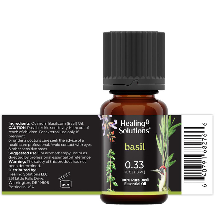 Healing Solutions Basil Essential Oil - 0.33 Fluid Ounces