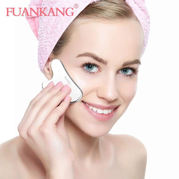 FUANKANG Gua Sha Facial Tools with Travel Pouch Stainless Steel Scraping Massage