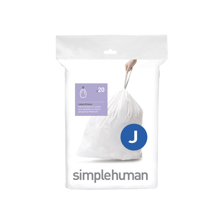 simplehuman Code J Custom Fit Drawstring Trash Bags in Dispenser Packs, 20