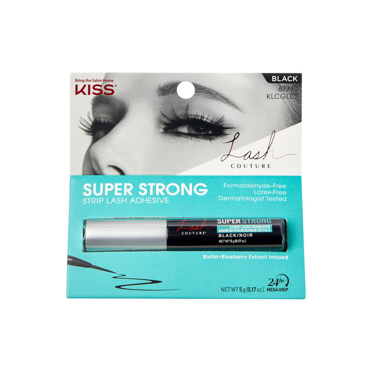 KISS Lash Couture, Lash Glue, Super Strong Strip Lash Adhesive, Black, Includes Lash Adhesive, Long Lasting Wear, Can Be Used with Strip Lashes and L