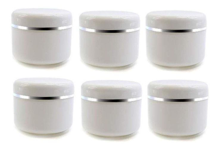 6Pcs Empty Refillable Travel Cosmetic Cream bottles - PP Plastic White Sample Packing Makeup Face Cream Eye Cream Ointment Storage Container Vial Jar
