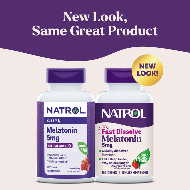 Natrol Melatonin 5mg Fast Dissolve Tablets, Sleep Support Supplements