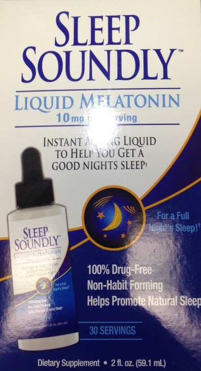 Sleep Soundly Liquid Melatonin 10mg, Instant Acting Sleep Formula, 30 servings